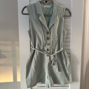 Sleeveless Green Jumpsuit with Belt